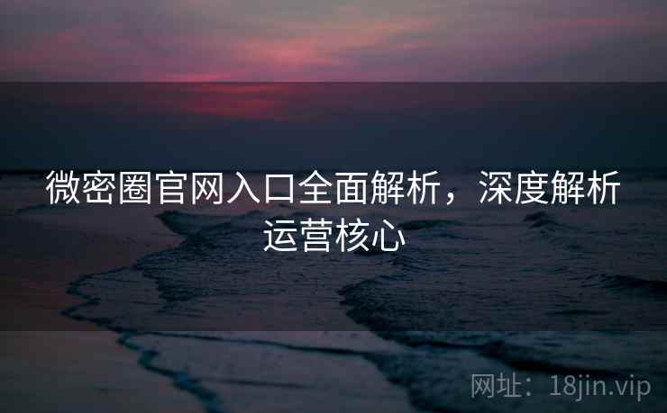 微密圈官网入口全面解析，深度解析运营核心